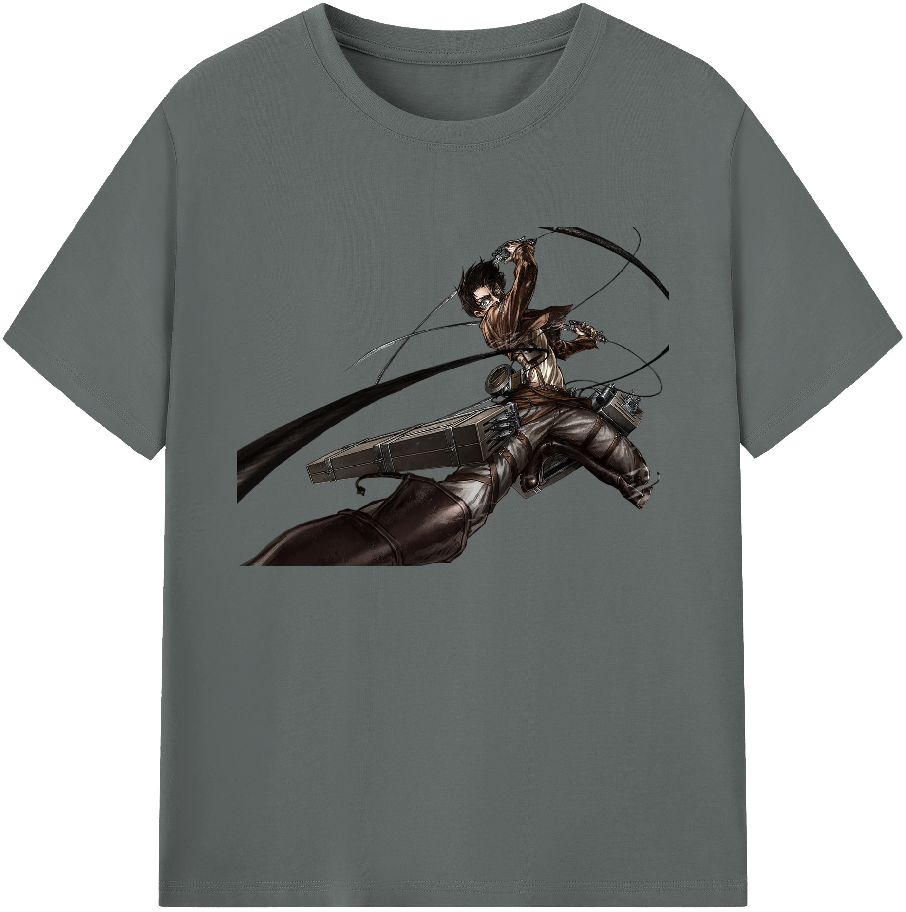（画像用） 進撃の巨人 エレン･イェーガー Attack on Titan Eren Jäger 綿100％ メンズ半袖Tシャツ｜肌触りやわらか＆通気性